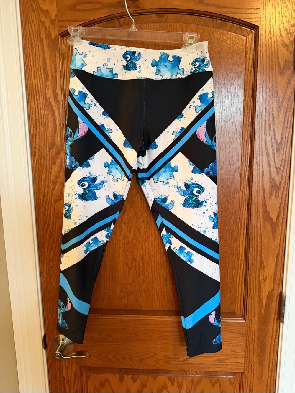 Girls Blue Puzzle-Print Stretch Leggings